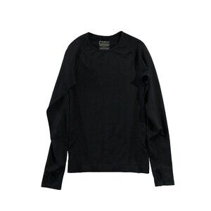 Workout Sweatshirt Womens XS Black Long Sleeve Thumbholes Crew-Neck Activewear